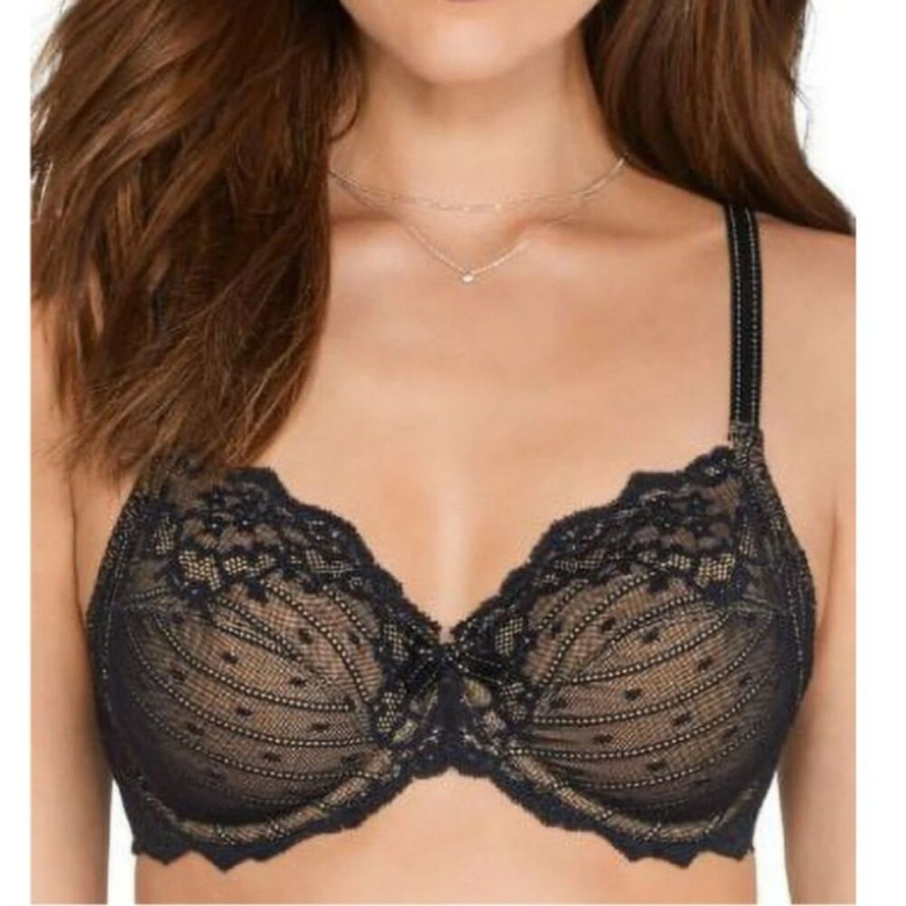 Chantelle Black Lace Underwire Lightly Lined Bra 36DD